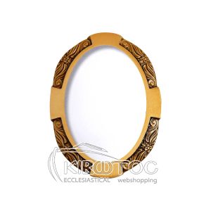 Κορνίζα για Μνήμα Μπρούτζινη Χρυσή Οβάλ Επιτοίχια Ανάγλυφη