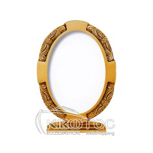 Κορνίζα για Μνήμα Μπρούτζινη Χρυσή Οβάλ με Βάση