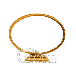 Κορνίζα για Μνήμα Μπρούτζινη Χρυσή Οβάλ Λεία με Βάση