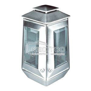 Καντήλι για Μνήμα Μπρούτζινο Ασημί Σατινέ Τετράπλευρο 