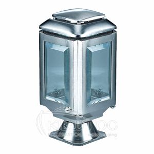 Καντήλι για Μνήμα Μπρούτζινο Σατινέ Ασημί Τετράπλευρο Οικονομικό