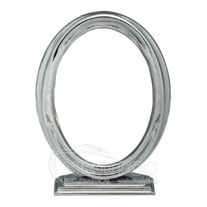 Κορνίζα για Μνήμα Μπρούτζινη Ασημί Οβάλ με Βάση