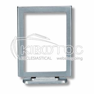 Κορνίζα για Μνήμα Μπρούτζινη Σατινέ Ασημί Λεία Παραλληλόγραμμη με Βάση