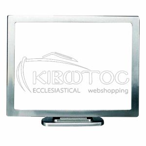 Κορνίζα για Μνήμα Μπρούτζινη Σατινέ Ασημί Παραλληλόγραμμη με Βάση Οικονομική