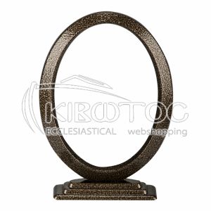 Κορνίζα για Μνήμα Αλουμινίου Χρυσό-Μαύρο Οβάλ με Βάση Οικονομική