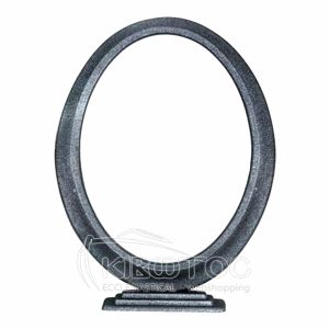 Κορνίζα για Μνήμα Αλουμινίου Μαύρο-Ασημί Οβάλ με Βάση