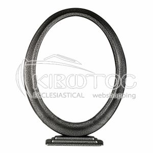 Κορνίζα για Μνήμα Αλουμινίου Ασημί-Μαύρο Οβάλ με Βάση