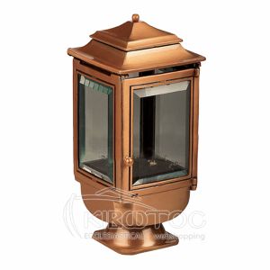 Καντήλι Μνημείου Μπρούτζινο Χρυσό Λείο Τετράπλευρο Κρύσταλλο