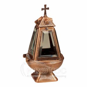 Καντήλι Μνημείου Μπρούτζινο Χρυσό Στρογγυλή Βάση Πυραμίδα