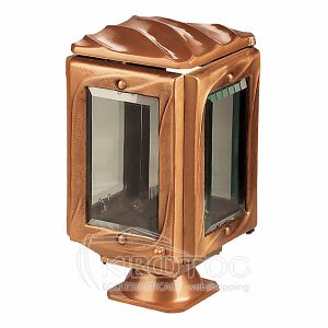 Καντήλι Μνημείου Μπρούτζινο Χρυσό Τετράπλευρο Κρύσταλλο Σαγρέ