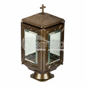 Καντήλι για Μνήμα Αλουμίνιο Χρυσό-Μαύρο Τετράπλευρο