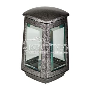 Καντήλι για Μνήμα Αλουμίνιο Ασημί-Μαύρο Τετράπλευρο