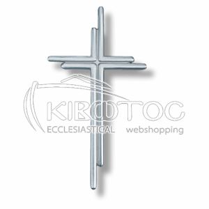 Σταυρός για Μνήμα Μπρούτζινος Σατινέ Ασημί Διπλός