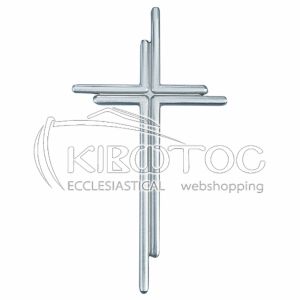 Σταυρός για Μνήμα Μπρούτζινος Σατινέ Ασημί Διπλός Οικονομικός