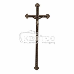 Σταυρός για Μνήμα Αλουμινίου Χρυσό-Μαύρο Σκαλιστός με Εσταυρωμένο