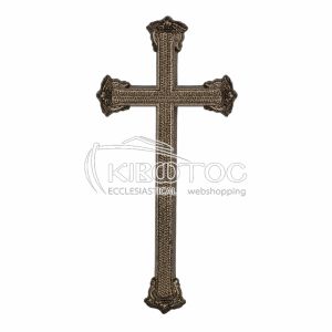 Σταυρός για Μνήμα Αλουμινίου Χρυσό-Μαύρο Σαγρέ Επιφάνεια