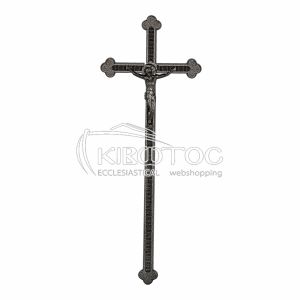 Σταυρός για Μνήμα Αλουμινίου Ασημί-Μαύρο Σκαλιστός με Εσταυρωμένο