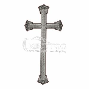 Σταυρός για Μνήμα Αλουμινίου Ασημί-Μαύρο Σαγρέ Επιφάνεια