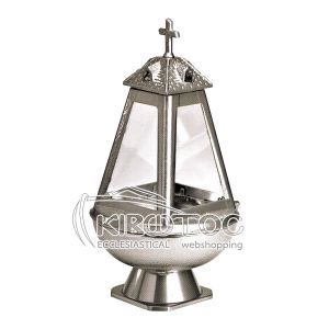 Καντήλι για Μνήμα Αλουμίνιο Ασημί Πυραμίδα