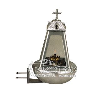 Καντήλι για Μνήμα Αλουμίνιο Ασημί Πυραμίδα Επιτοίχιο