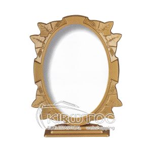 Κορνίζα για Μνήμα Αλουμινίου Χρυσή Οβάλ με Βάση Άμπελος