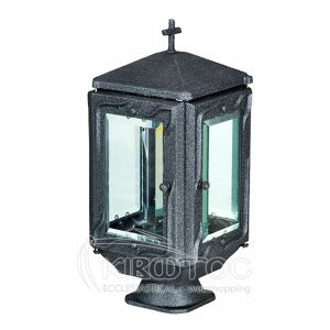 Καντήλι για Μνήμα Αλουμίνιο Μαύρο-Ασημί Τετράπλευρο