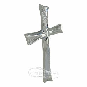 Σταυρός για Μνήμα Μπρούτζινος Ασημί Ανάγλυφος Μεγάλος
