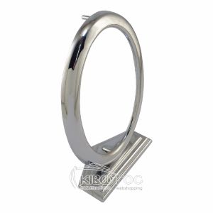 Κορνίζα για Μνήμα Μπρούτζινη Ασημί Οβάλ Λεία Επιφάνεια με Βάση