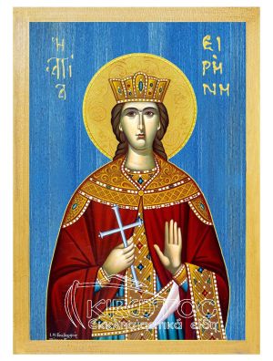 εικόνα αγία Ειρήνη εκκλησιαστικά Ξύλινη Μπλε φόντο 21x15