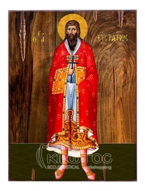 Εικόνα Άγιος Ευστράτιος Ξύλινη 22x16cm