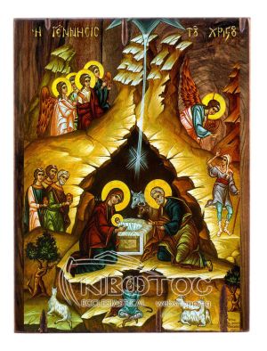 Εικόνα Γέννηση του Χριστού Ξύλινη 22x16cm