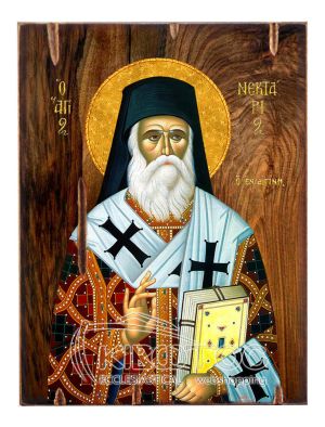 Εικόνα Άγιος Νεκτάριος Ξύλινη 22x16cm