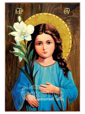 Εικόνα Παναγία Τριών Ετών Ξύλινη 22x16cm