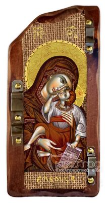 Εικόνα Παναγία Ελεούσα Ξυλόγλυπτη