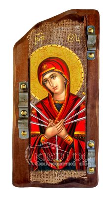 Εικόνα Παναγία Επτάσπαθη σε Ξύλο 38x18cm