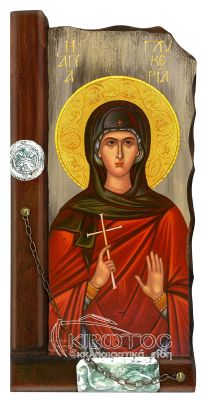 Εικόνα Αγία Γλυκερία Παλαιωμένη Ξύλινη 38x18cm