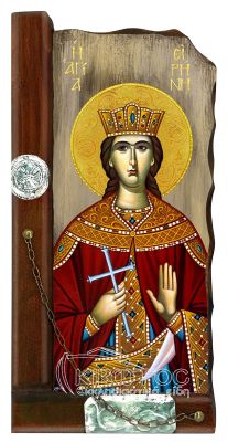 Εικόνα Αγία Ειρήνη Παλαιωμένη Ξύλινη 38x18cm