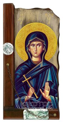 Εικόνα Αγία Ευγενία Παλαιωμένη Ξύλινη 38x18cm