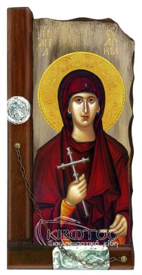Εικόνα Αγία Ευδοκία Παλαιωμένη Ξύλινη 38x18cm