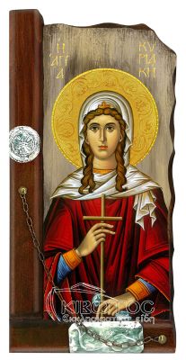 Εικόνα Αγία Κυριακή Παλαιωμένη Ξύλινη 38x18cm