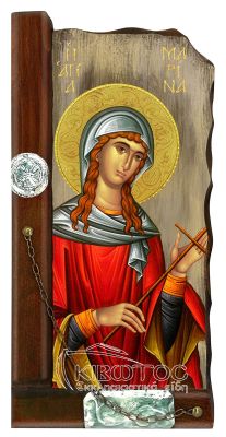 Εικόνα Αγία Μαρίνα Παλαιωμένη Ξύλινη 38x18cm