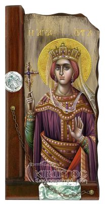 Εικόνα Αγία Όλγα Παλαιωμένη Ξύλινη 38x18cm