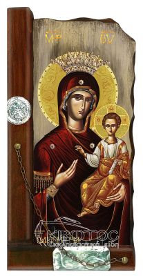 Εικόνα Παναγία Οδηγήτρια Παλαιωμένη Ξύλινη 38x18cm