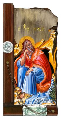 Εικόνα Προφήτης Ηλίας Παλαιωμένη Ξύλινη 38x18cm
