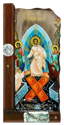 Εικόνα Ανάσταση  Παλαιωμένη Ξύλινη 38x18cm