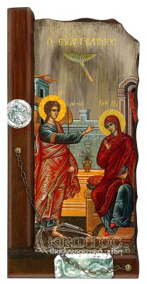 Εικόνα Ευαγγελισμός Παλαιωμένη Ξύλινη 38x18cm