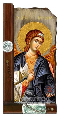 Εικόνα Αρχάγγελος Μιχαήλ Παλαιωμένη Ξύλινη 38x18cm