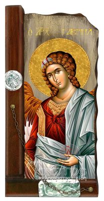 Εικόνα Αρχάγγελος Γαβριήλ Παλαιωμένη Ξύλινη 38x18cm