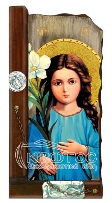 Εικόνα Παναγία Τριών Ετών Παλαιωμένη Ξύλινη 38x18cm