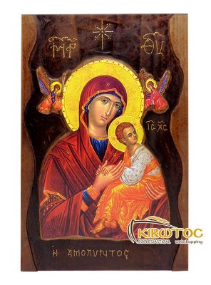 Εικόνα Παναγία Αμόλυντος Σκαλιστό Κύμα 38x25cm